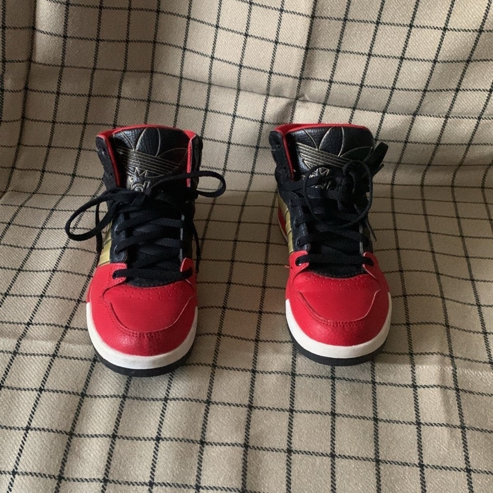 adidas Red and Black Sneakers High-Top Design